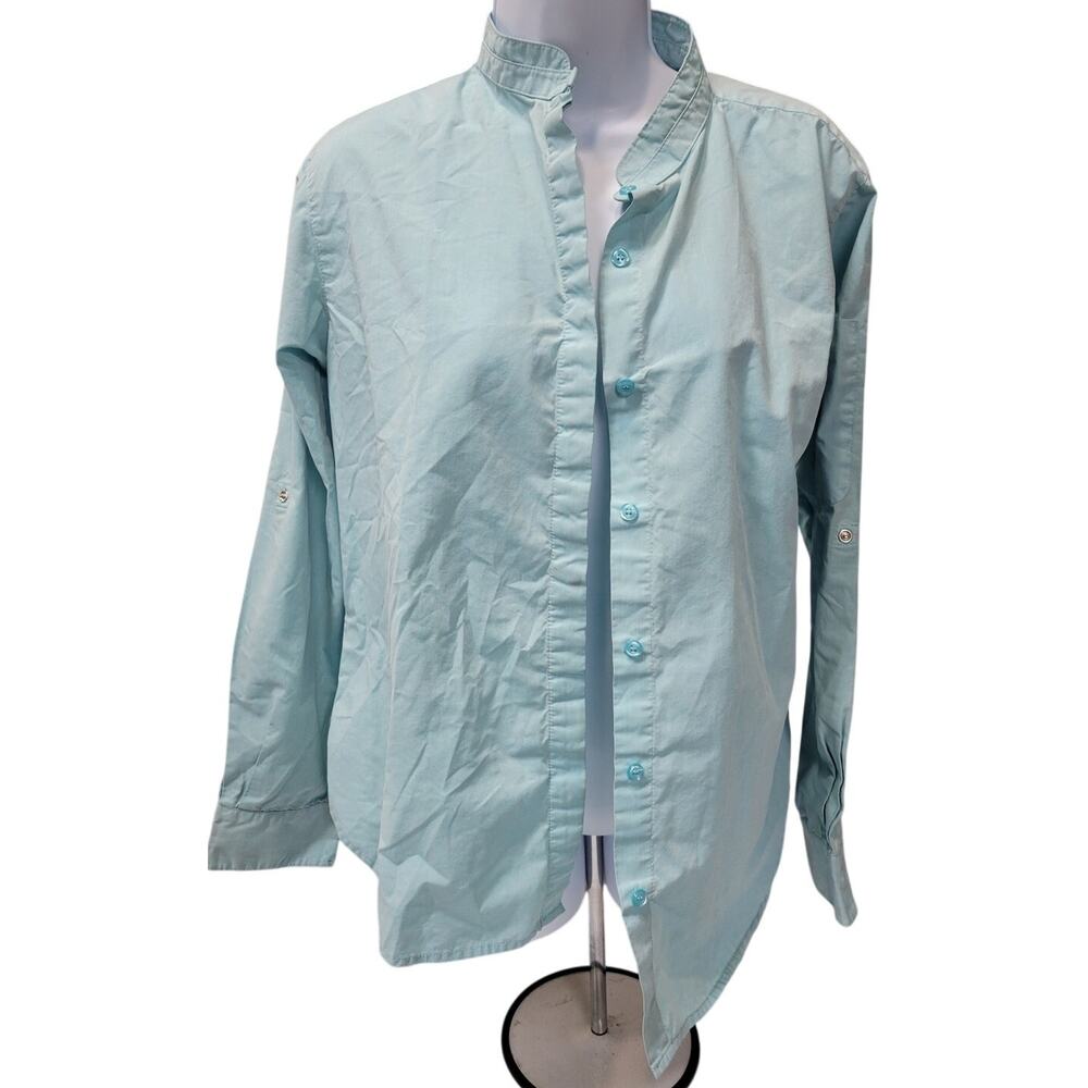 LOT 4 Chef Works Uniform shirt Medium Mens blue long Sleeve button Cook Uniform